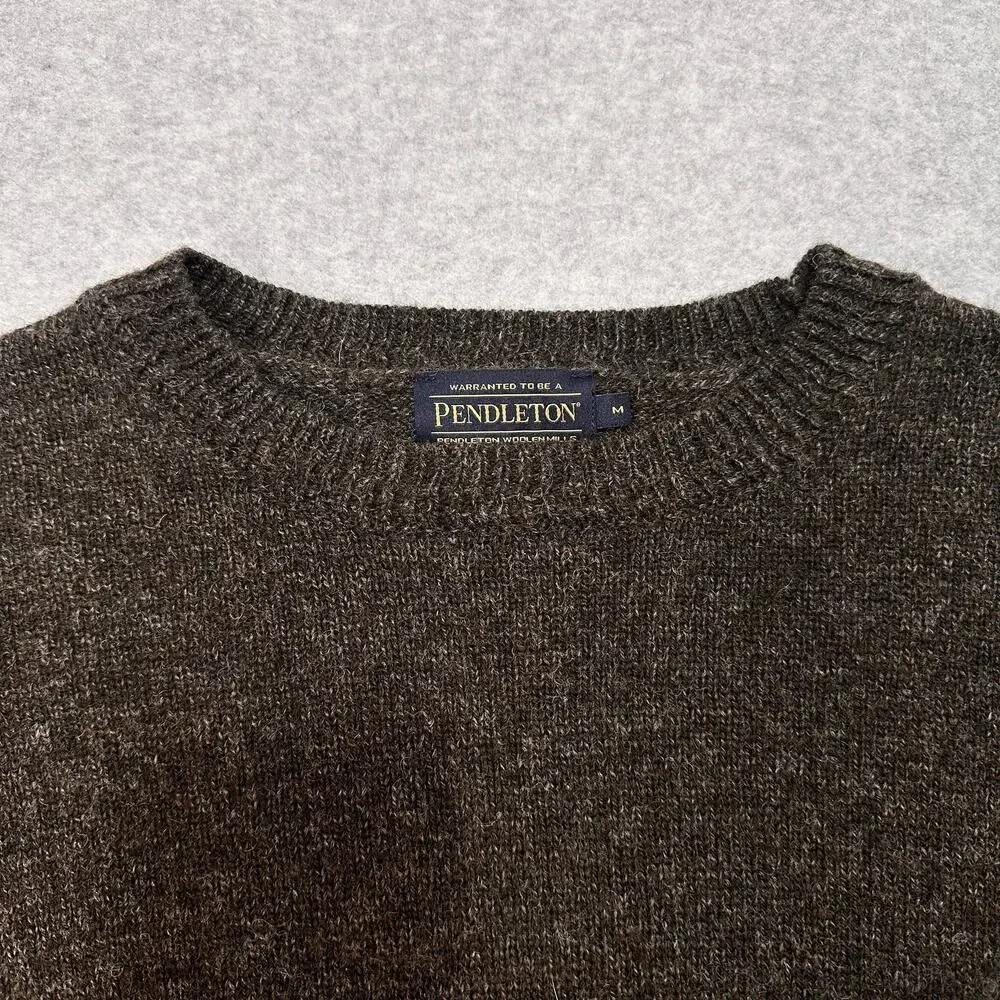 Pendleton Sweater Brown Shetland Wool Crewneck Knit MENS M Classic Heritage